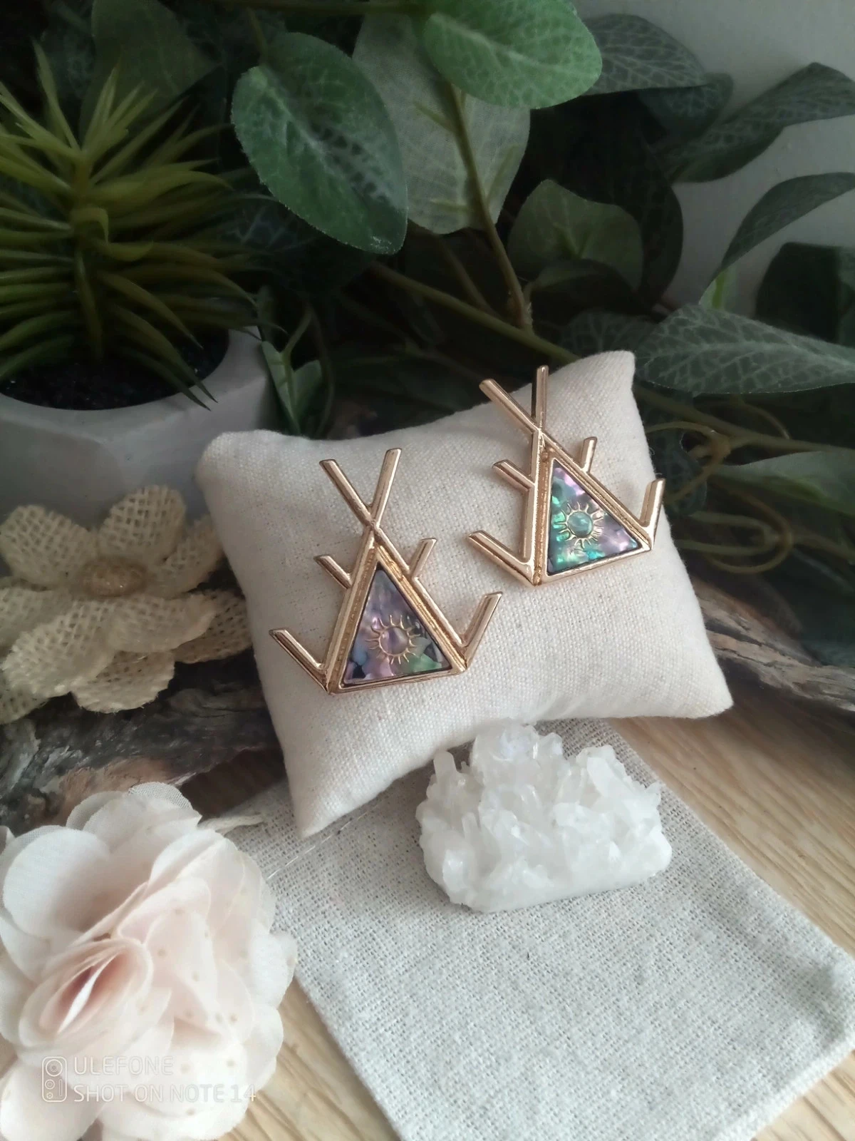 Boucles d'oreilles ethniques ormeaux soleils